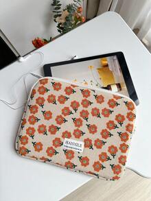 1PC Korean Ins Retro Corduroy Small Flowers Compatible With IPad Tablet Bag, 11/13/15 Inch Laptop Storage Bag, Shock And Drop Resistant Laptop Bag Laptop Case Laptop Sleeve Laptop Cover For Women Travel Essentials - Multicolor - View 14