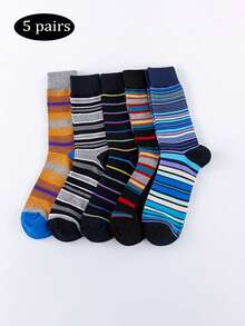 5 Paar Herren fröhliche gestreifte Socken, Freizeitsocken für Zuhause, Reise und Lässig, europäischer und amerikanischer Straßenmode Knöchelsocken