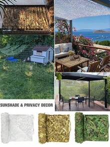 1pc Bulk Roll Camouflage Net For Hunting, Military, Decoration, Sun Shade, 4x5m/3x6m/2x3m Bulk Roll Coarse Linen Camouflage Waterproof Net, For Hunting Blinds, Dinosaur Birthday, Jungle Theme Party Decor, Camping, Shooting, Sunshade, Mesh Backing Oxford Camouflage Net, Military Surplus, Deer Stand Hunting, Party Decor, Photography And Car Cover - Multicolor - View 2