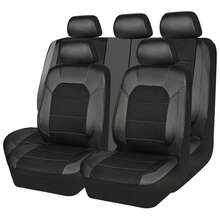 Black PVC Leather Universal Car Seat Cover High Back Full Set For 5 Seats Front Rear Cover Breatherable Zipper Design Fit Solid 40/60, 60/40, 50/50 Split Bench For Most Cars Trucks SUVs - 黑色 - 查看 11