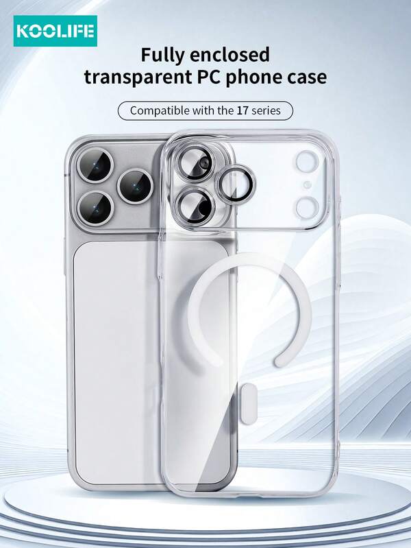 KOOLIFE 1pc Magnetic Adsorption Phone Case Compatible With IPhone 17 ProMax, Supports Magnetic Charging, Full-Body Protection, Ultra-Thin Transparent Design With Lens Film, Compatible With IPhone 17 ProMax/ 17/ 17 Pro/ 17 Air