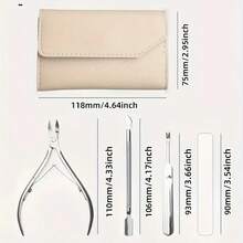 4pcs Stainless Steel Cuticle Trimmer Set - Perfect For Nail Care, Dead Light Beige Removal And Nail Polish Cleaning, Essential Manicure Kit - Bạc - Xem 2