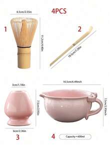 1件/3件/4件抹茶套装，陶瓷材料，DIY抹茶制作工具，抹茶碗，抹茶刷，抹茶杯，打蛋器，茶匙，茶碗套装，甜点和饮料制作工具套装，日式礼盒抹茶套装，宋代抹茶打蛋器工具套装，抹茶拿铁，抹茶椰子 - 彩色 - 查看 17