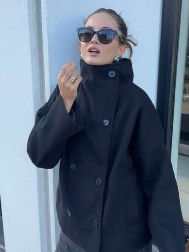 Vintage Style Solid Color Double-Breasted High Collar Women Jacket, Commuter Women Coat For Autumn/Winter