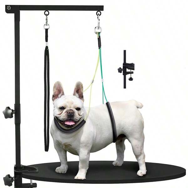 Ramię do pielęgnacji zwierząt | Nadaje się do przycinania, szczotkowania i pielęgnacji średnich i małych psów długowłosych. (Akcesoria do pielęgnacji zwierząt) - Nie zawiera stołu, łatwy w montażu i demontażu, przenośny wspornik ramienia stołu do pielęgnacji zwierząt, grubość poniżej 5 cm/1,97 cala, możliwość montażu na płaskich stołach domowych, wygodny, oszczędzający miejsce.