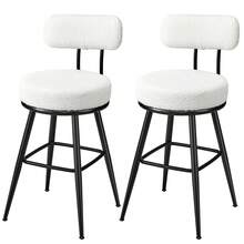 VASAGLE 360° Swivel Bar Stools Set Of 2, Counter Height Bar Stools With Back, Boucle Fabric, Contemporary Modern, 25.4 Inch Tall, Kitchen And Home Bar - 白色 - 查看 7
