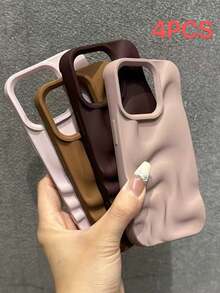 Wave Ripples 4pcs Asymmetrical Wavy Silicone Smooth Texture Phone Cases Compatible With IPhone 17/17 Air/17 Pro/17 Pro Max/16 Pro Max/16/16 Pro/16 Plus/15/15 Pro Max/15 Pro/11/12/13/14 Pro Max/11 Pro/11 Pro Max/12 Pro/12 Pro Max/13 Pro/13 Pro Max/14 Pro/14 Pro Max/XR, Creative & Elegant Design