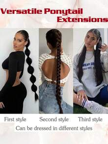 1 Pc Purple 28inch DIY Braided Hair With Elastic Elastic Band Wig Women's Hair Extensions Pink Purple Gradient Braided Ponytail Synthetic Material For Women Halloween Girls Hair (Purple, Pink, Black, Dark Brown,Brown) - Multicolor - View 5