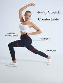 Premium Women's High Waist Shark Leggings - Sculpting Tummy Control With Distinctive Design - 黑色 - 查看 7