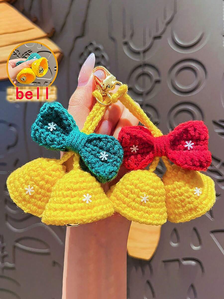 1 pièce Pendentif de porte-clés en cloche tricotée créative, décoration suspendue, cadeau pour amis, famille, anniversaire, Saint-Valentin, accessoires de fête, cadeau de vacances idéal, breloques de sac de Noël, idées de cadeaux pour sœur, enseignant