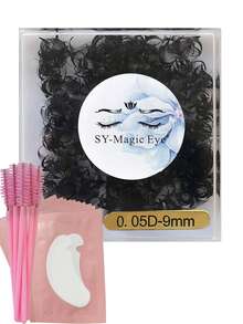 1000 Piezas por caja, 20D, Grosor 0,05 mm, 8-18 mm, Rizo C/D, Extensiones de pestañas con abanico premontado, con 10 Piezas de almohadillas para extensiones de pestañas y 10 Piezas de cepillos para pestañas, Suave y natural, Fácil de transportar, Pestañas postizas hechas a mano, Para fiestas y viajes, Navidad