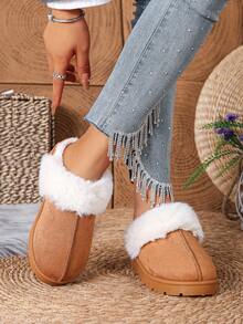 Women's Fashionable & Comfortable Thick-Soled Slip-OnG-Style" Snow Boots, New Plush Lining Warm Thermal-Lined CoThermal Slippersers - Camel - View 12