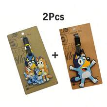 Bluey 1Pc Blueys Family And Friends Luggage Label Kawaii Luggage Tag Cartoon Bluey Bingo Dog Cute Coco Rusty Muffin Suitcase ID Address Holder Baggage Boarding Portable Party Favor Small Gifts Give Away