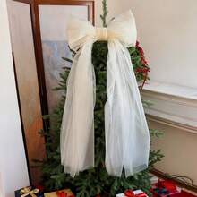 Adorno colgante para la punta del árbol de Navidad con lazo, ideal para decorar el hogar en fiestas navideñas de invierno. - Blanco - Ver 4