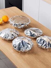 10/20/30/40/50pcs Kitchen And Dining Table Aluminum Foil Insulation Cover - Reusable, Insulated Picnic, Camping, And Household Food Packaging, Camping Food Insulation Cover | Reusable Food Packaging. Insulation Cover, Household Aluminum Foil Cling Film Cover, Insulation Cover. Kitchen Preservation And Insulation. Kitchen Storage And Organization, Household And Daily Necessities, Fresh-Keeping Covers - Multicolor - View 6