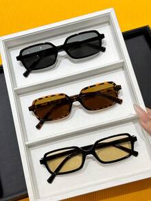 3pcs Plastic Women's Leopard & Black Dual-Tone Y2K Classic Sexy Girl Style Modern Minimalist Basic Fashion Eyeglasses, Suitable For Summer Beach, Travel, And Casual Outfits - 3 chiếc họa tiết da báo đen màu sâm panh - Xem 4