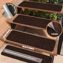 1/7/15 Nakładki na schody zewnętrzne, antypoślizgowe na schody drewniane, bieżniki na schody drewniane, trwała mata na schody zewnętrzne, antypoślizgowe na schody, dywan do wewnątrz i na zewnątrz, mata na schody zewnętrzne dla zwierząt domowych, antypoślizgowa, odporna na zarysowania - z samoprzylepnym podkładem. Wielokrotnego użytku podkład samoprzylepny zapobiega przesuwaniu się mat schodowych - łatwa instalacja, 1/4/7/8/15 szt.