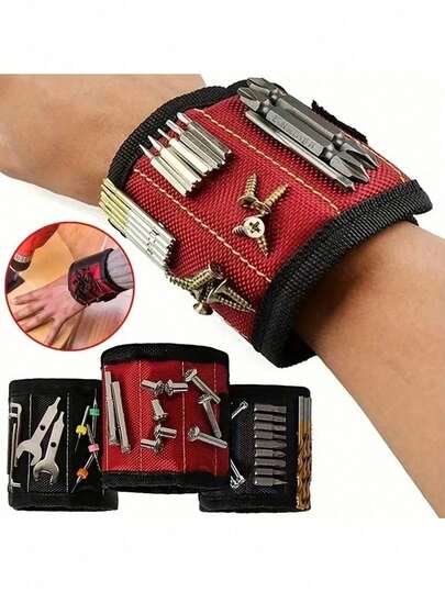 Muñequera magnética para reparaciones en el hogar, muñequera magnética para herramientas, correa magnética para muñeca para sujetar tornillos, clavos, piezas metálicas pequeñas, adecuada para trabajos de carpintería, electricidad, ferretería, regalo perfecto para papá, novio, manitas, electricista, reparación de automóviles