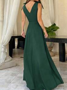 Vestido largo de mujer elegante de unicolor con abertura alta, vestido de fiesta para cócteles