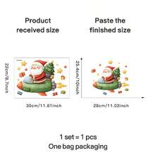 Adhesivo de pared de Papá Noel y un árbol de Navidad, pegatina impermeable con Papá Noel vestido de rojo y blanco clásico y árbol de Navidad para decoración festiva y alegre de fiestas navideñas, Año Nuevo y celebraciones en el hogar