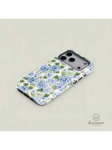 Blue Hydrangea Girly Aesthetic Summer Spring Flowers Fashion Cute 2 In 1 Phone Case With Durable, Shock Absorbing And Stylish Design. Compatible With Iphone 11, 12, 13, 14, 15 16 17 Pro Max And Pro Plus Series A Creatively Designed New Phone Case, Perfec,Suitable For IPhone 17 Air - 白色1 - 查看 5