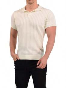 JOHN LEOPARD - Men's Knitted Polo Shirt - Black and White - View 11