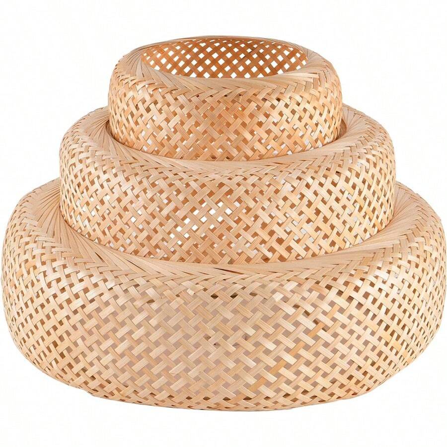 Cúpula de Luminária de Bambu de 46,1 cm, Cúpula de Luminária Grande de Vime Boêmia Tecida à Mão para Luminária de Chão, Substituto de Cúpula de Luminária Pendente