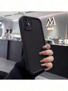 Funda de Teléfono de Color Sólido de Lujo a Prueba de Golpes Compatible con Apple 15, 14, 13, 12, 11 Pro Max, 14, 15 Plus, con Protección de Cámara y Cobertura de Accesorios. Funda resistente con diseños únicos - Negro - Ver 4