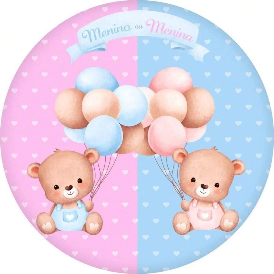 Round Sublimated Party Backdrop Cover, Premium Fabric, Baby Shower Theme, Boy & Girl Decoration - 性別揭秘派對 - 1659 - 查看 1