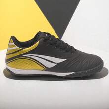 Chuteira de Futebol DOURADO – Campo e Society, Costurada e Reforçada, Solado Durável, Ideal para Grama Sintética, Adulto - PRETO E DOURADO - Visão 6