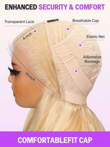 MEGALOOK #613 金色 13x4 蕾丝前假发，可定制，自然波浪卷发，预先拔毛，自然发际线，30 英寸透明 13x4 蕾丝前假发，100% 真发，带婴儿发，手工编织，轻盈帽型，全天舒适，极少掉发