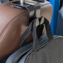 2-Pack Car Headrest Hooks, Dual Headrest Car Seat Hooks, Car Seat Back Storage Hooks, Can Be Used To Hang Wallets And Bags, Leather Car Wallet Hooks, Gray Car Bag Hooks - 黑色 - 查看 5