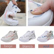 Lightweight, Breathable Mesh Women's Athletic Shoes With Height Increase, Thick Sole, For Dad, Leg Slimming, Running, Casual, Lightweight, Height Increase, Commuting. - 藍白色 - 查看 9