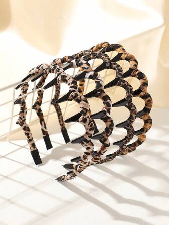 1pc/4pcs Vintage Leopard Print Braided Non-Slip Headband, Y2K Hairband For Girls, Versatile Hair Accessory For Daily Wear, Dates, Hairstyling, And Outfit Matching, Hair Hoop,