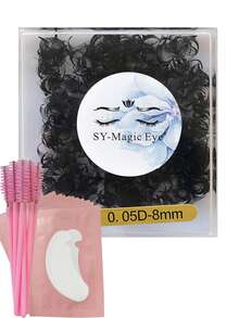 1000 Piezas por caja, 20D, Grosor 0,05 mm, 8-18 mm, Rizo C/D, Extensiones de pestañas con abanico premontado, con 10 Piezas de almohadillas para extensiones de pestañas y 10 Piezas de cepillos para pestañas, Suave y natural, Fácil de transportar, Pestañas postizas hechas a mano, Para fiestas y viajes, Navidad