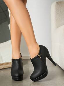 Versatile Suede Ankle Boots For Women, Chunky Heel High Heels, Suitable For Commuting, Party, Date, Autumn/Winter