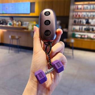 1pc Soft Rubber Dumbbell Decor Accessory, Fitness Keychain Gift