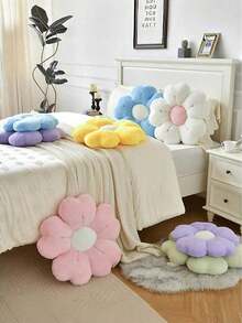 1pc Floral Decorative Pillow, Daisy Shaped Cushion Bed, Sofa, Bedroom Decor, Home Decor, Lovely Family And Friends, Spring