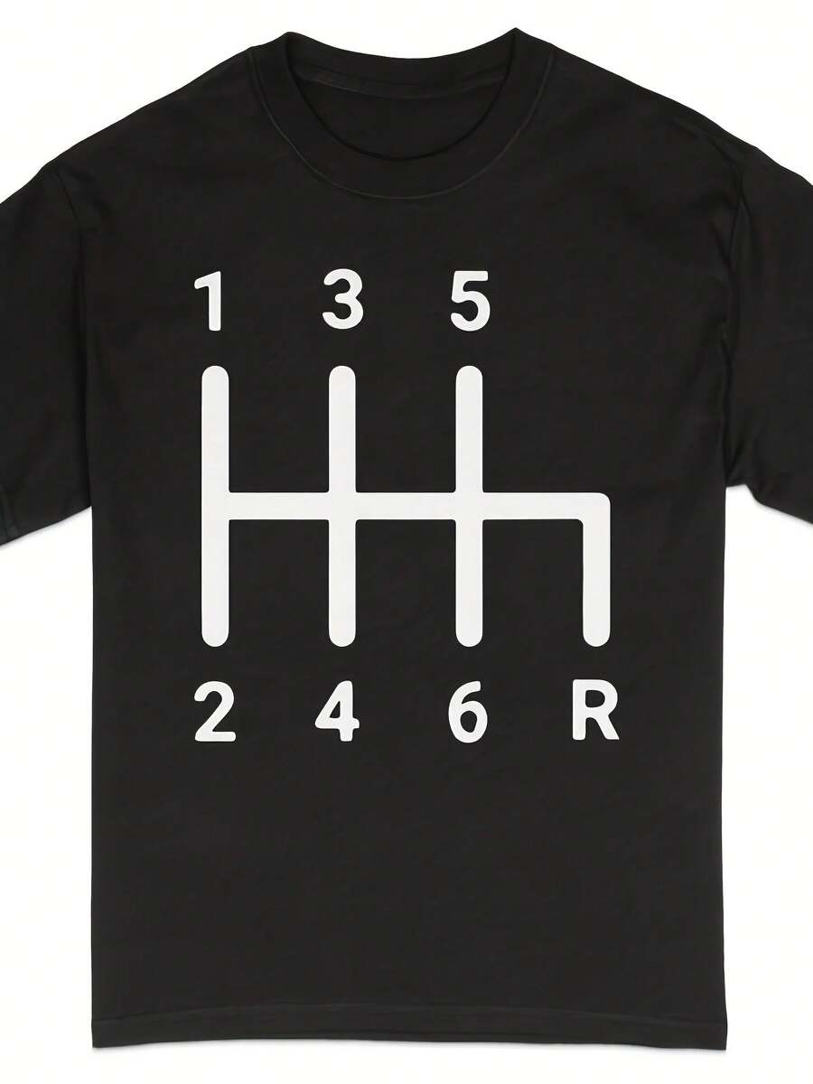 Manual Tranission T-Shirt Gear Shift Pattern Car Enthusiast Tee - Style 25 - View 1