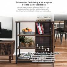 Mueble de Almacenamiento de Estilo Industrial con Estantes Abiertos - Mueble Decorativo de Madera Rústica y Metal para Sala de Estar/Dormitorio - Camel - Ver 8