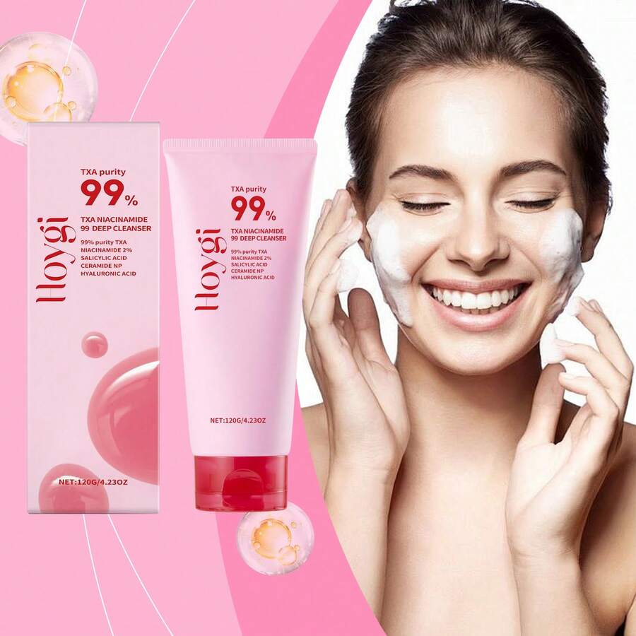Hoygi Niacinamide Deep Cleansing Milk Cleanses Pores Gently, Removes Acne, Cleanses Face With Refreshing Care, Moisturizes And Nourishes - Hồng 1 hộp - Xem 1