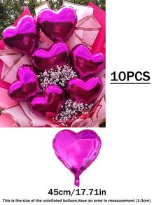 10 pièces Ballons en forme de cœur en feuille d'aluminium de 18 pouces, rouge, bleu, magenta, rose. Bouquet de ballons en forme de cœur DIY, convient pour les fêtes d'anniversaire, les demandes en mariage, les anniversaires, la décoration de la Saint-Valentin - Multicolore - Voir 12