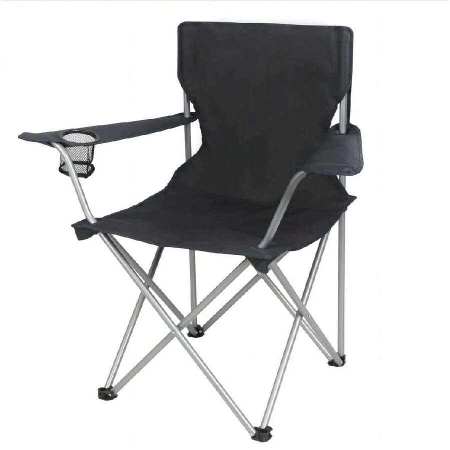 Ozark Trail Basic Quad Folding Camp Chair With Cup Holder, Black, Adult - màu đen - Xem 1