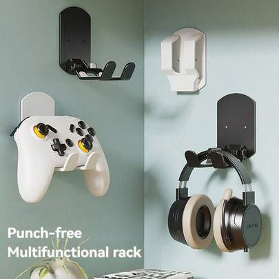 Soporte plegable sin taladro para almacenar controladores de juego y auriculares