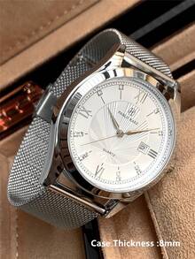 ساعة رجالية أصلية من ماركة PABLO RAEZ فاخرة جديدة من الفولاذ المقاوم للصدأ، مقاومة للماء حتى 50 متر، بتصميم بسيط وكاجوال، مع تقويم وعقارب، بعقارب وأرقام ماسية، بقرص أسود أو أبيض، ساعة أعمال عالية المستوى مناسبة للاستخدام اليومي والحفلات والهدايا للرجال في المناسبات كالتخرج والزفاف وهدايا الأب - مقاس واحد - مشاهدة 7