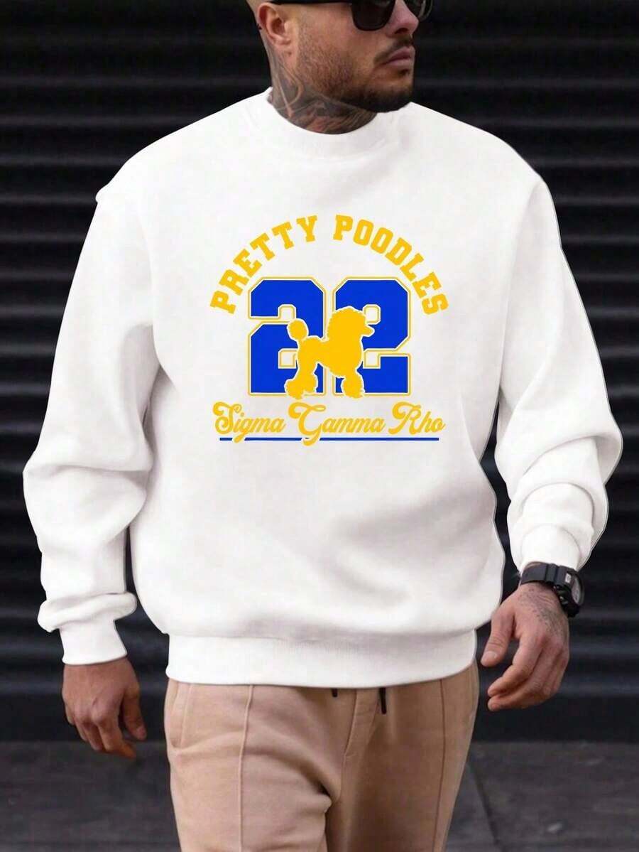 Men's Casual Olive Green Hoodie With Pretty Poodles 22 Graphic Print - Soft Round Neck Pullover, Machine Washable Regular Fit Sweatshirt For Casual Attire, Sweater Hoodie, Sigma Gamma Rho Theme, Comfortable Knit Fabric2025 - trắng - Xem 1