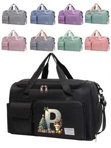 Oxford Cloth Material, Fashionable Style, Large Capacity, Multifunctional Black Travel Bag, Handbag, Crossbody Bag, Shoulder Bag, Separate Space For Storing Shoes, Suitable For Vacation, Travel, Fitness, Exercise, College Christmas Bags Gifts For Men Luggage