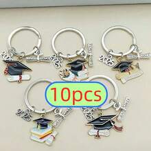 5个毕业主题黑金钥匙扣，2025亚克力钥匙扣毕业派对礼物，毕业帽图案钥匙扣吊坠，包包吊坠，毕业季派对纪念品，毕业礼物毕业礼物，钥匙扣吊坠，派对礼物 - 彩色 - 查看 10