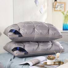 Queen Pillow Set Of 2 , Soft Support Queen Pillow Set Of 2 , Hotel Collection Standard/Queen Bed Pillow Set Of 2 , Down Alternative Bedding For Back, Stomach, Or Side SleepersLuxury Hotel Gel Pillow Room Decor, Easter Gift (White Gray) - 深灰2件 - 查看 2