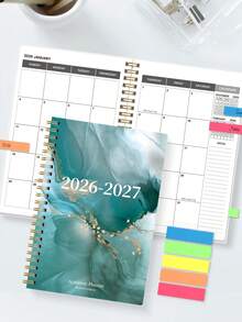 BUBU 1本螺旋装订月度计划笔记本，2年月度计划本，包含定制贴纸，2026年1月至2027年12月，5.6英寸×8.0英寸，非常适合学校和办公室日程安排、桌面配件、返校用品。 - 綠色 - 查看 14